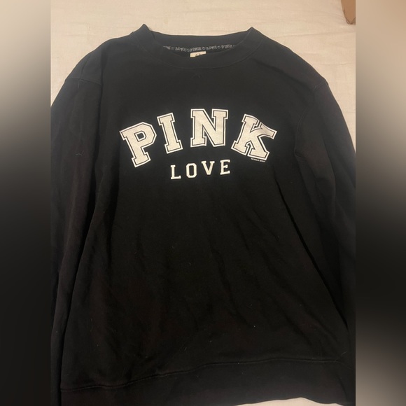 black victoria’s secret love pink crewneck sweatshirt - Picture 1 of 3